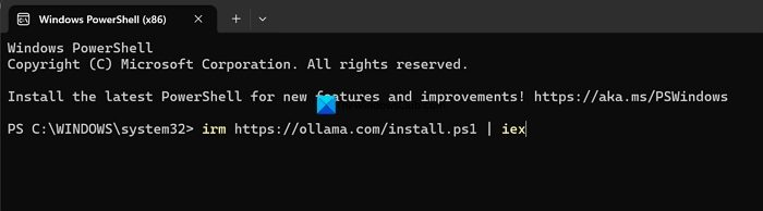 install Ollama via PowerShell