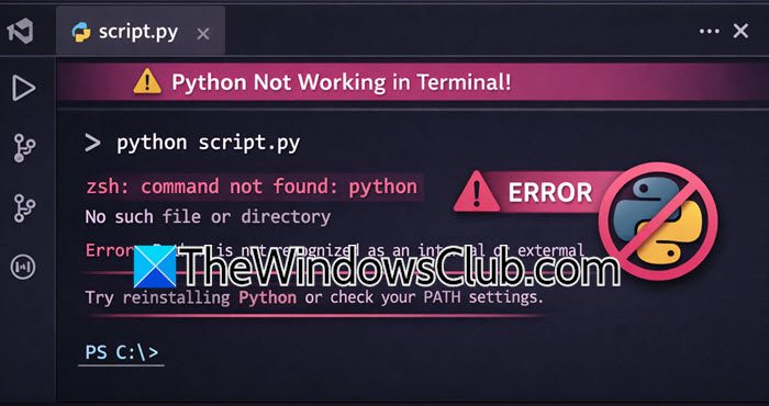 Python not working in Visual Studio Code Terminal