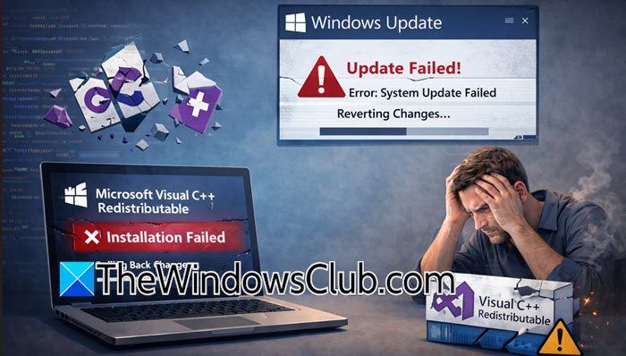 Microsoft Visual C++ Redistributable rolled back or corrupted after Windows Update