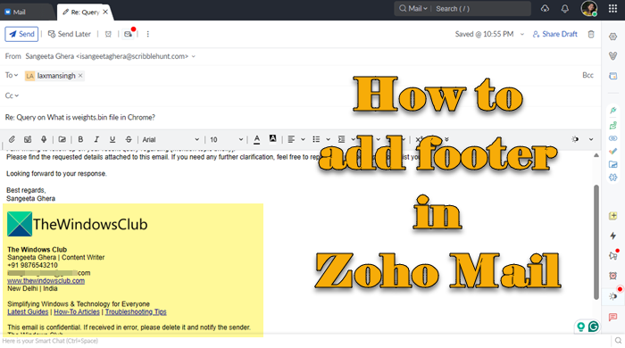 Add Footer in Zoho Mail