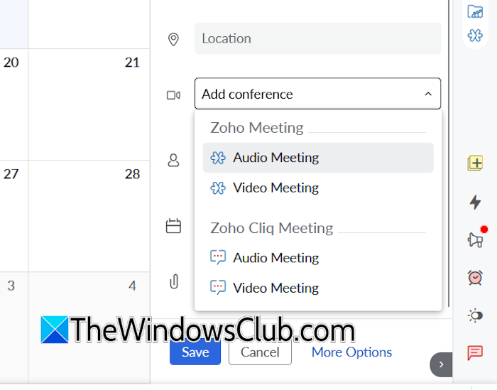 Add conference in Zoho Calendar