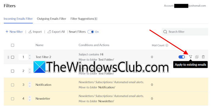 Apply filters to existing emails