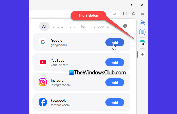 Browser Sidebar Browser Sidebar