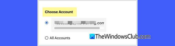 Choose account for auto reply Choose account for auto reply
