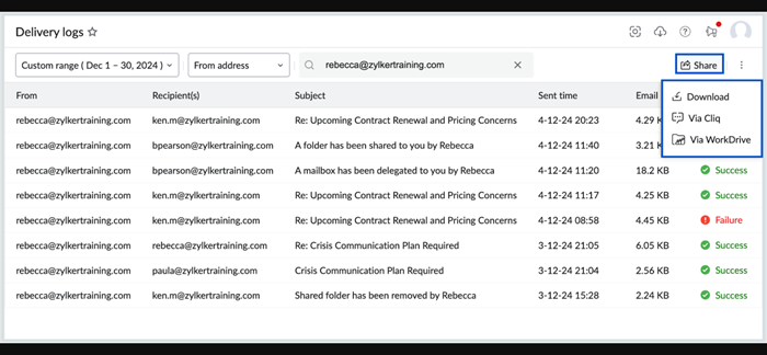Delivery Logs Delivery Logs