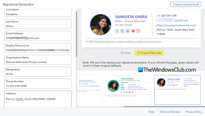 Email signature generator Zoho