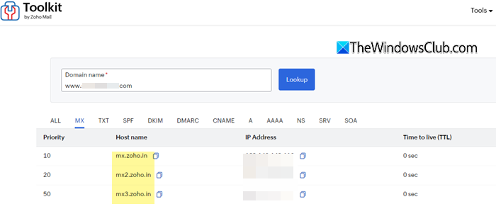 MX Lookup tool MX Lookup tool