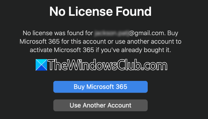 Microsoft Office No License Found error