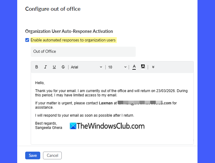 Organization User Auto-Response Organization User Auto-Response