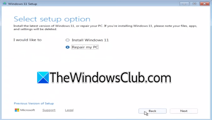 Repair PC with USB