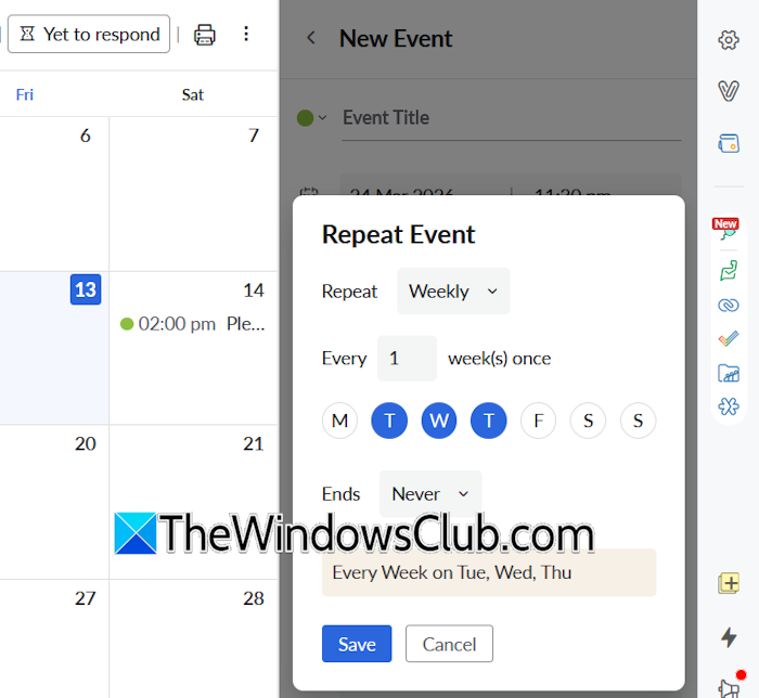 Repeat event in Zoho Calendar