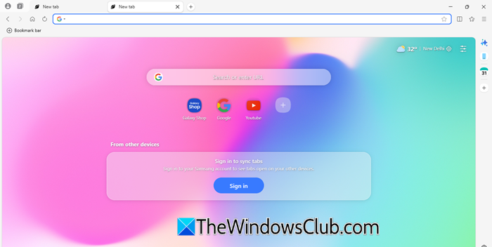 Samsung Browser UI Samsung Browser UI