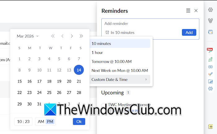 Set custom reminder in Zoho Mail Set custom reminder in Zoho Mail