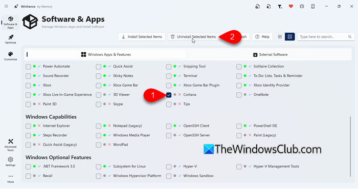 Sezione Software e App
