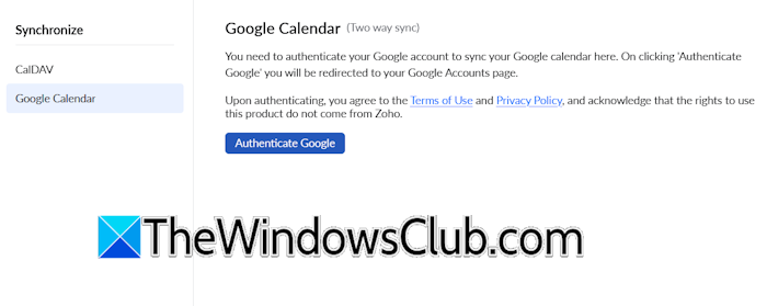 Sync Google Calendar with Zoho Calendar