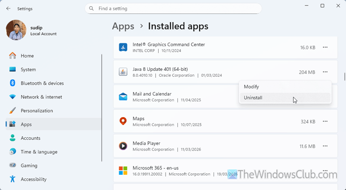 Unable to launch the Java Update installer