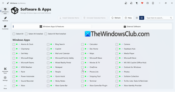 Interfaccia Winhance