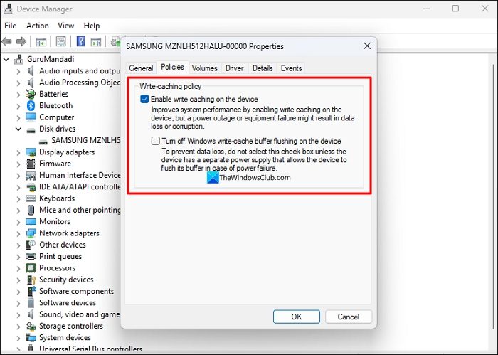 Writing Cache on Disk