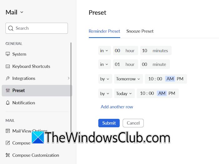 Zoho Reminders Presets Zoho Reminders Presets