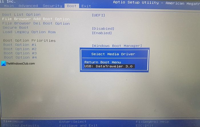 boot with USB
