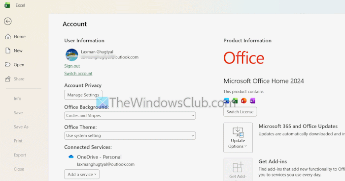 controleer het juiste account Excel
