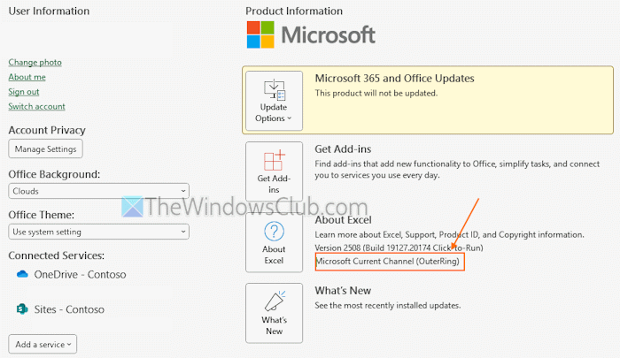 controleer het excel-updatekanaal