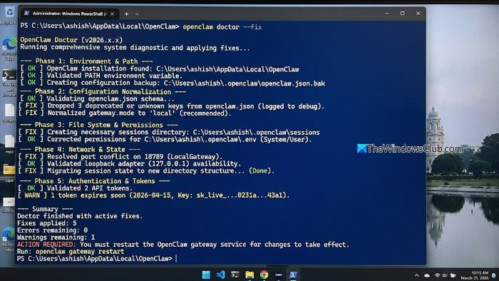 openclaw doctor fix