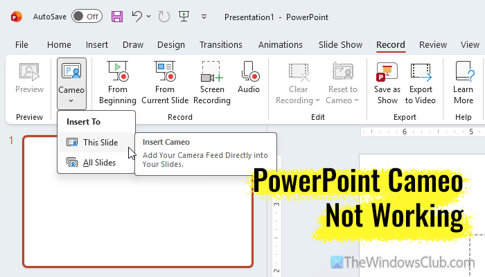 PowerPoint Cameo not showing or working in Windows 11