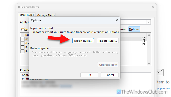 How to transfer Rules from one account to another