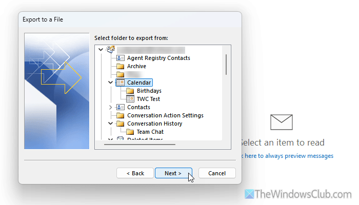 How to transfer Outlook Calendar from one account to another