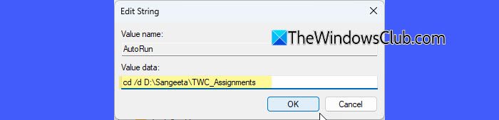 AutoRun-sleutel voor CMD