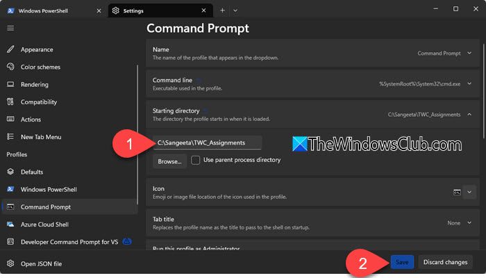 Wijzig de startmap voor CMD in Terminal