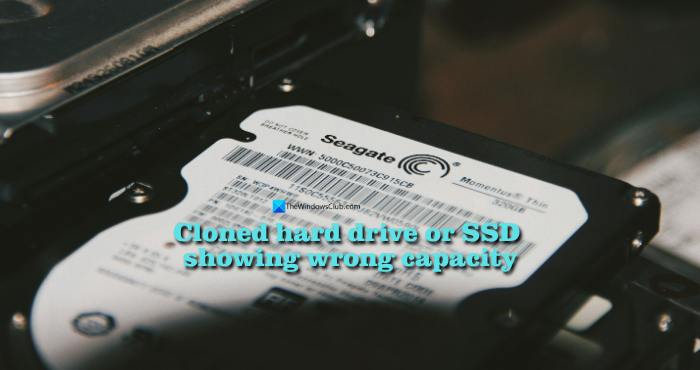 Cloned hard drive or SSD showing wrong capacity