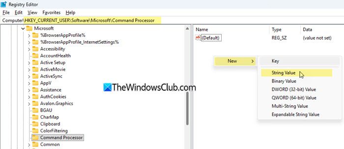 Command Processor reg-sleutel