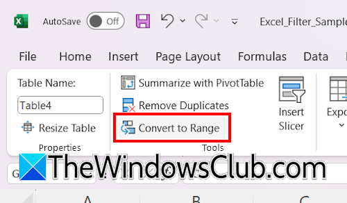 Convert to Range Excel Table Convert to Range Excel Table