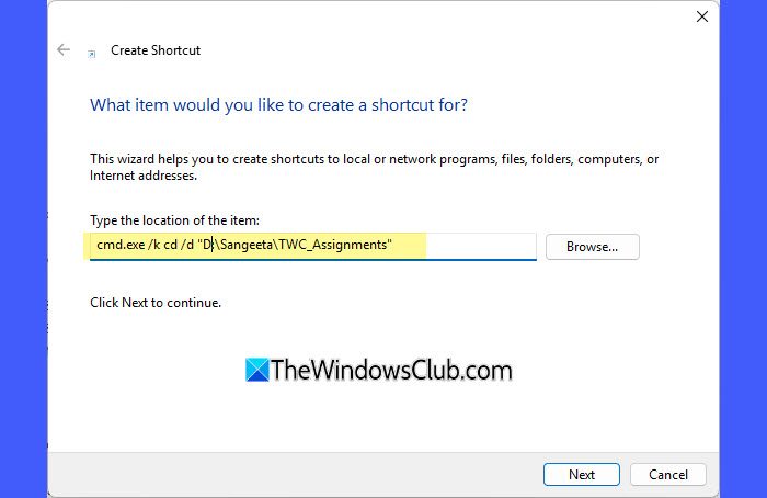 Snelkoppeling op het bureaublad maken voor CMD