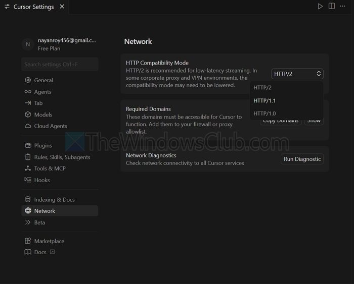Cusros HTTP Settings