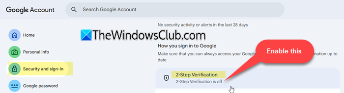 Enable 2-Step Verification Enable 2-Step Verification