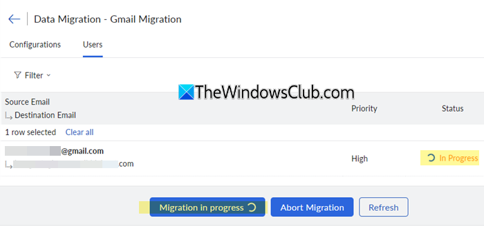 Migration status Migration statusMigration status