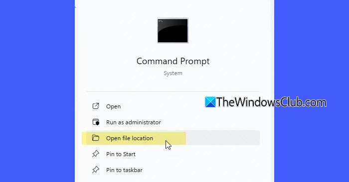 Open bestandslocatie CMD