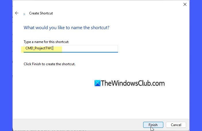 Naam snelkoppeling CMD