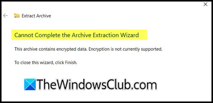 Cannot Complete the Archive Extraction on Windows 11