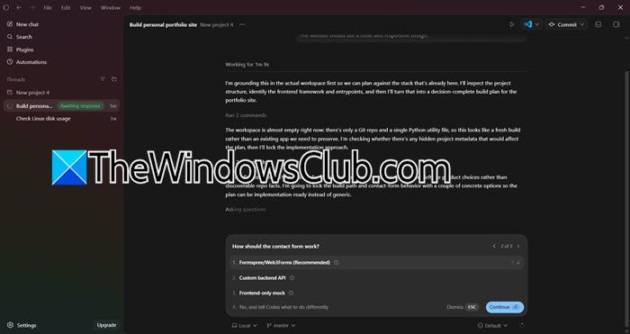 use Codex to build a website