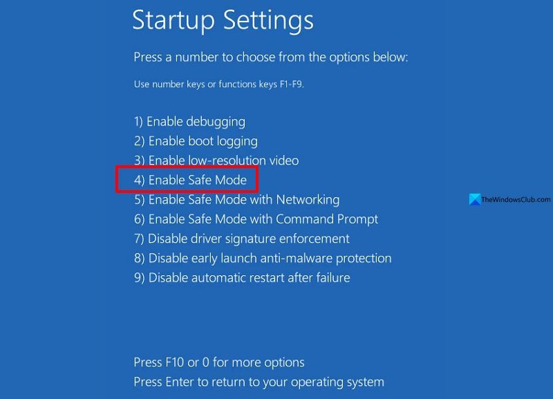 enable safe mode