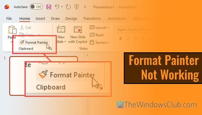Format Painter not working in Word, Excel, PowerPoint