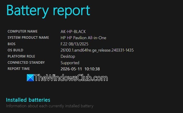 generate Battery Report in Windows