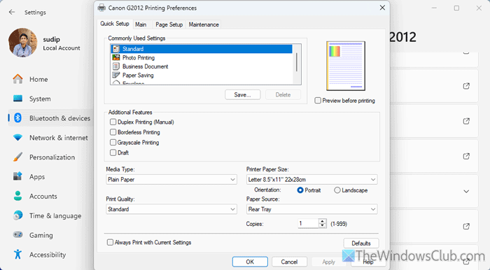 Grayscale printing not working in Windows 11