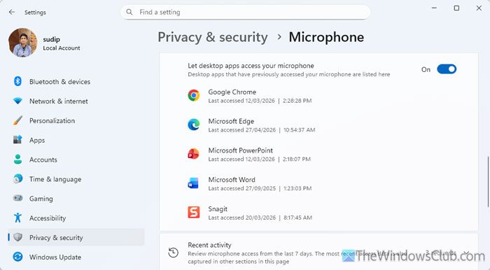 Microphone not working in Edge browser