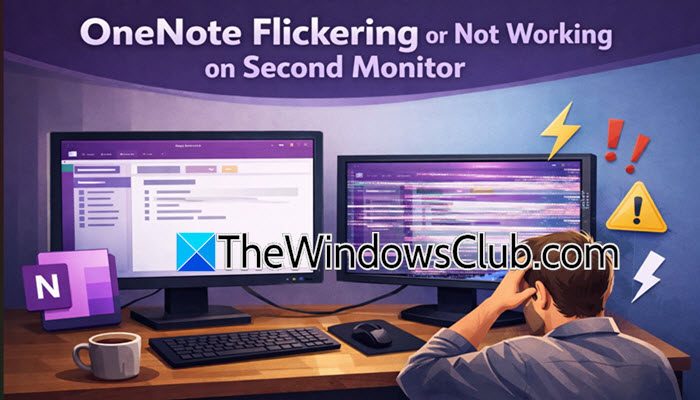 OneNote flickering or not working on second monitor