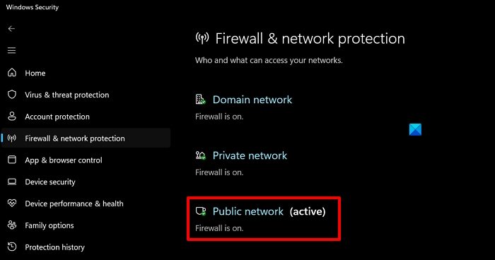 Firewall-instellingen voor openbare netwerken
